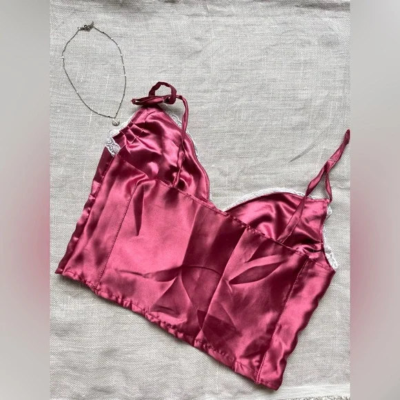 Satin Lace Y2K Crop Top - Picture 3 of 3